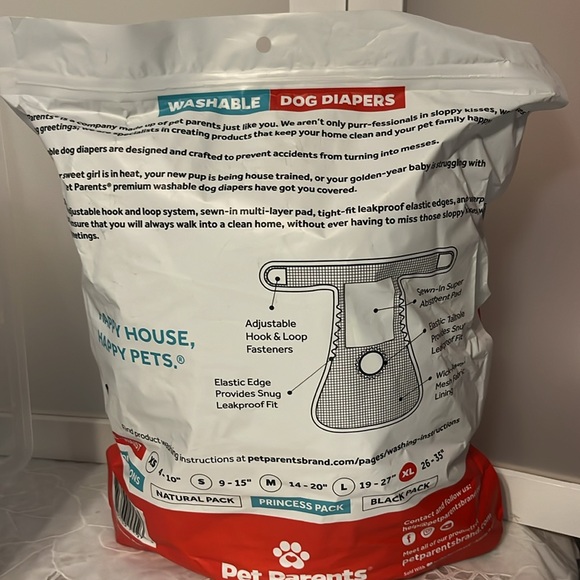 Pet Parents Dog Pet Parents Princess 3 Pack Washable Dog Diapers Xl Poshmark